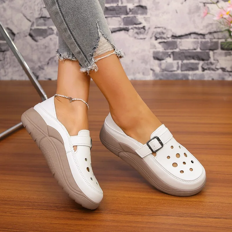 Women Breathable Casual Shoes Fashionable Thick Soled Shoes Versatile Flat Shoes Women's Work Shoes Comfortable Vulcanized Shoes