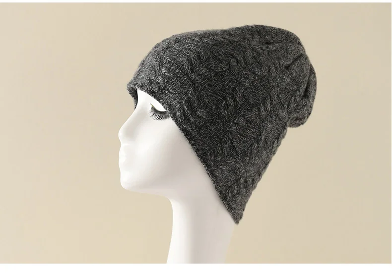 100% Ziegenkaschmir-Strickmützen für Damen, warme, weiche Wintermützen für Mädchen, Gorros, Herbst, Y2K-Mode, Korea, Bonnet-Mütze – Detail 35