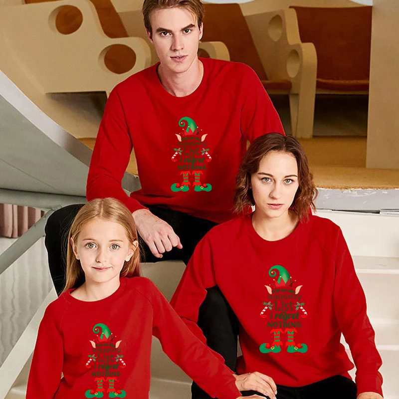 

Family Matching Christmas Tops Exclusive Design Naughty List Family Christmas Sweatshirt