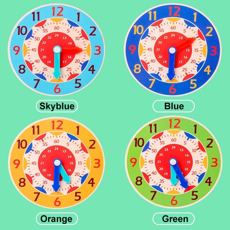 Baby Montessori Toys Wooden Clock Hour Minute Second Cognition Time Learning Teaching Aids Educational Toys For Children 2