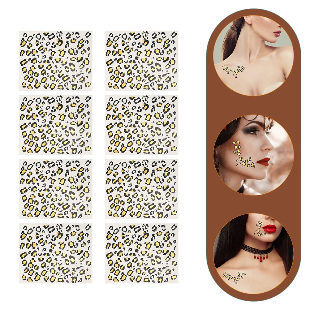 

8 Sheets Leopard Tattoo Sticker Temporary Tattoos Tatoos for Man Stickers Quick Hair Waterproof Women's