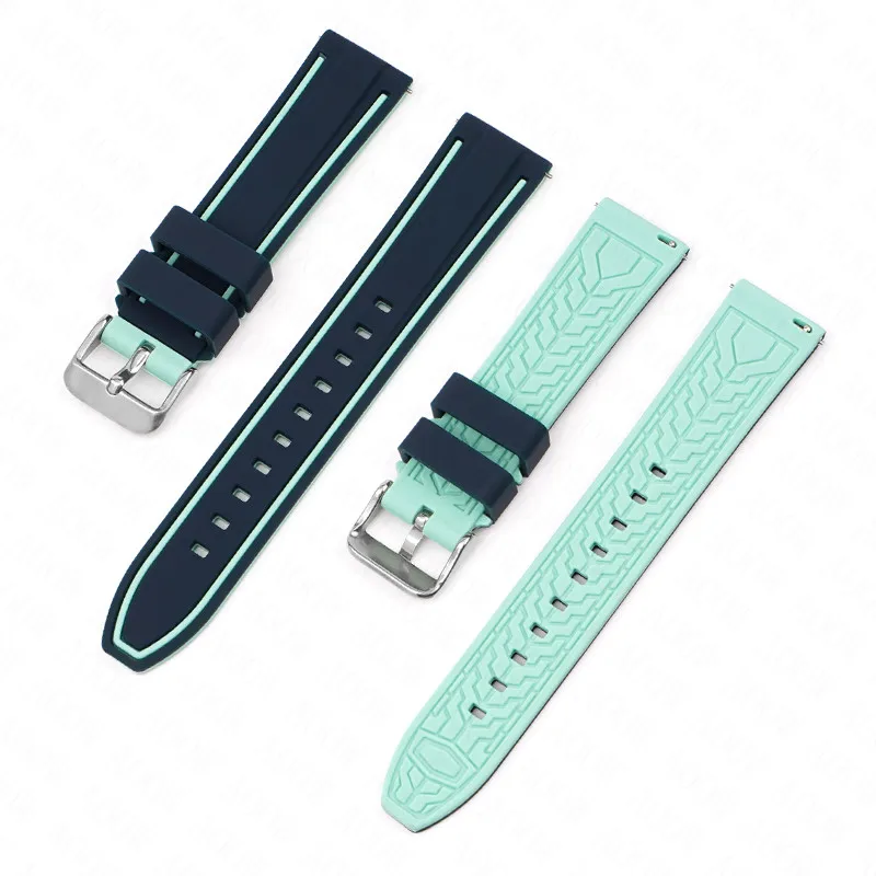 Enhanced Title: Dual-Color Quick Release Waterproof Silicone Watch Strap