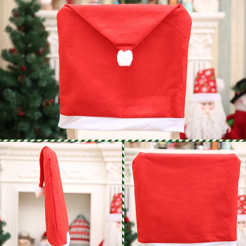 Christmas Hat Chair Cover Red Christmas Decoration Table New Year Ornament Home Living Room Decor Navidad Noel Xmas Gifts