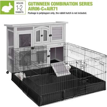 Rabbit Hutch Indoor Outdoor Bunny House Guinea Pig Cage on Wheel with Plastic Tray 47inch 2