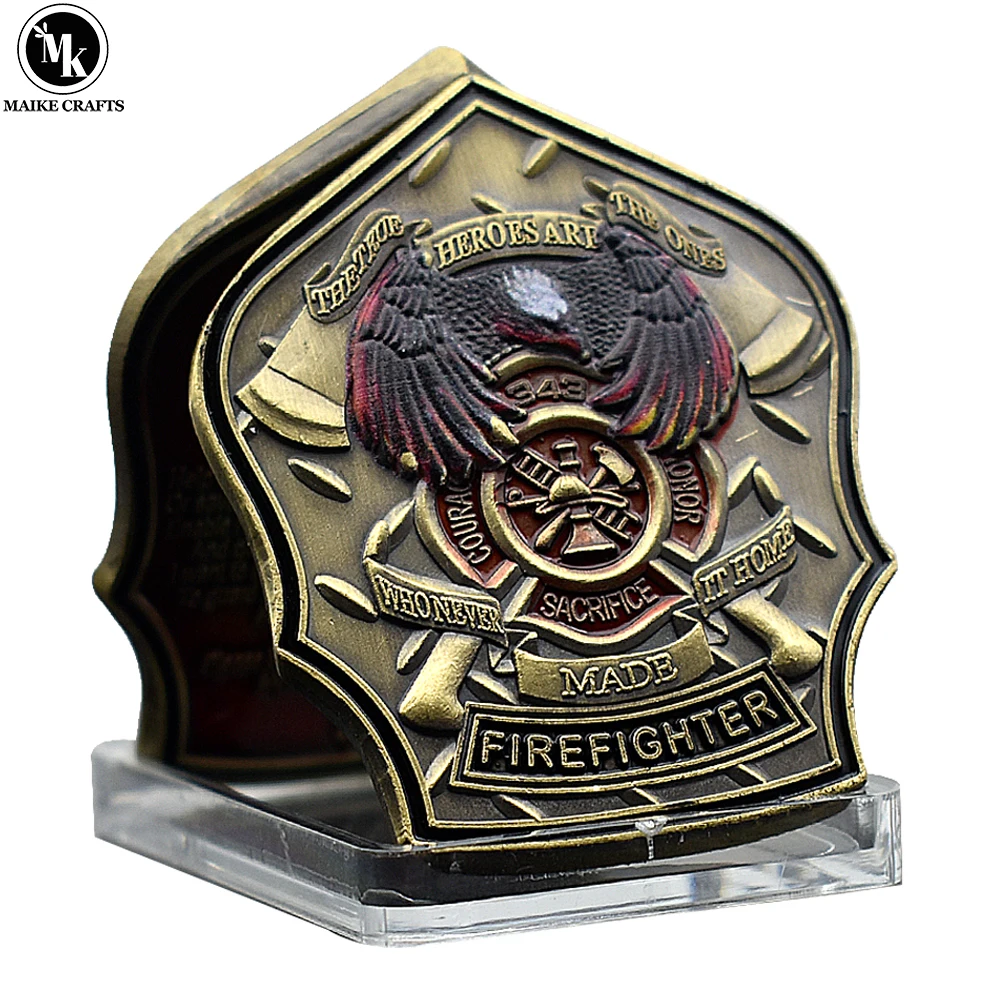 

US Firefighter Medal Thin Red Line The Lucky Coin Firefighter Support Thank You Commemorative Coin Gift