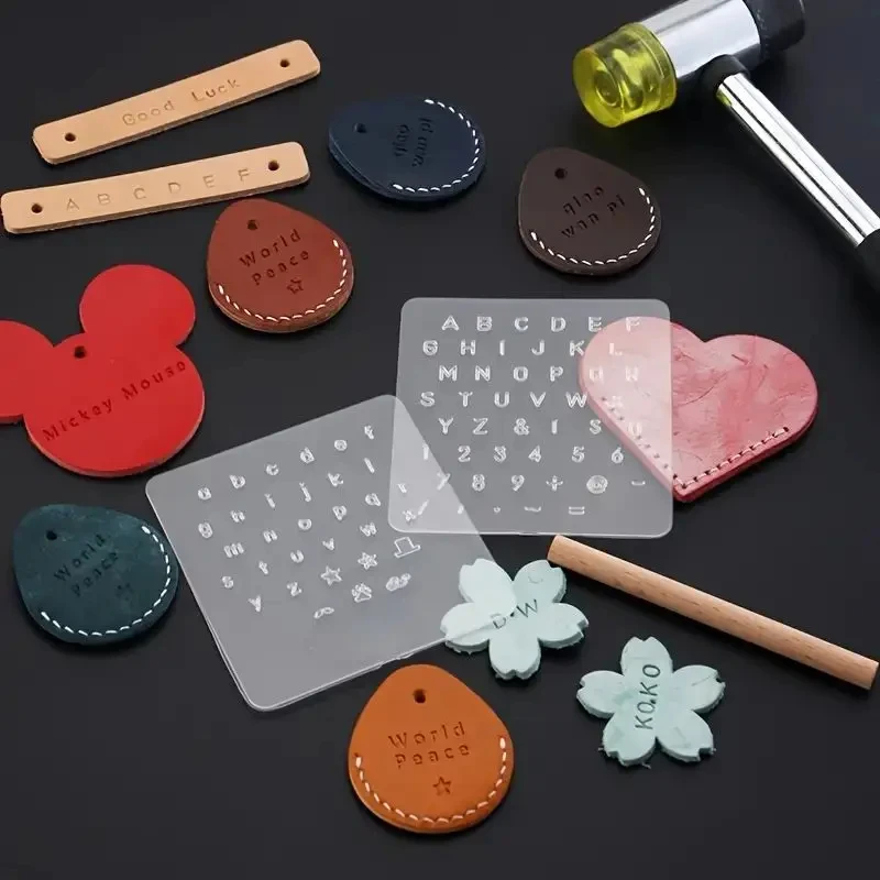 1Set DIY Leather Carving Digital Symbol Seal Leather Letter Punching Semi Transparent Printing Tool Movable Type Copper leather punch