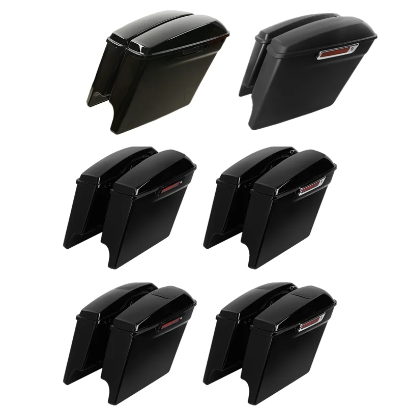 Motorcycle 5" Stretched Hard Saddlebags Saddle For Harley Touring Road Electra Street Glide 2014- FLT FLH FLHR Ultra-Classic