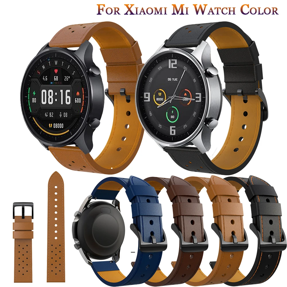 

22mm Leather Strap Watchband Wristband For Xiaomi MI Watch Color Wriststrap Quick Releas Bracelet For Amazfit GTR 2e / GTR 47mm