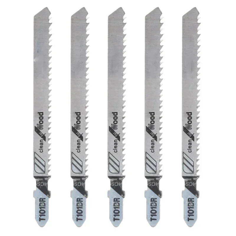 5pcs Workshop Jig Saw Blades HCS 101BR T-Shank Jigsaw Blades 100mm 4inch For Softwood Fiberboard Chipboard Wood Cutting