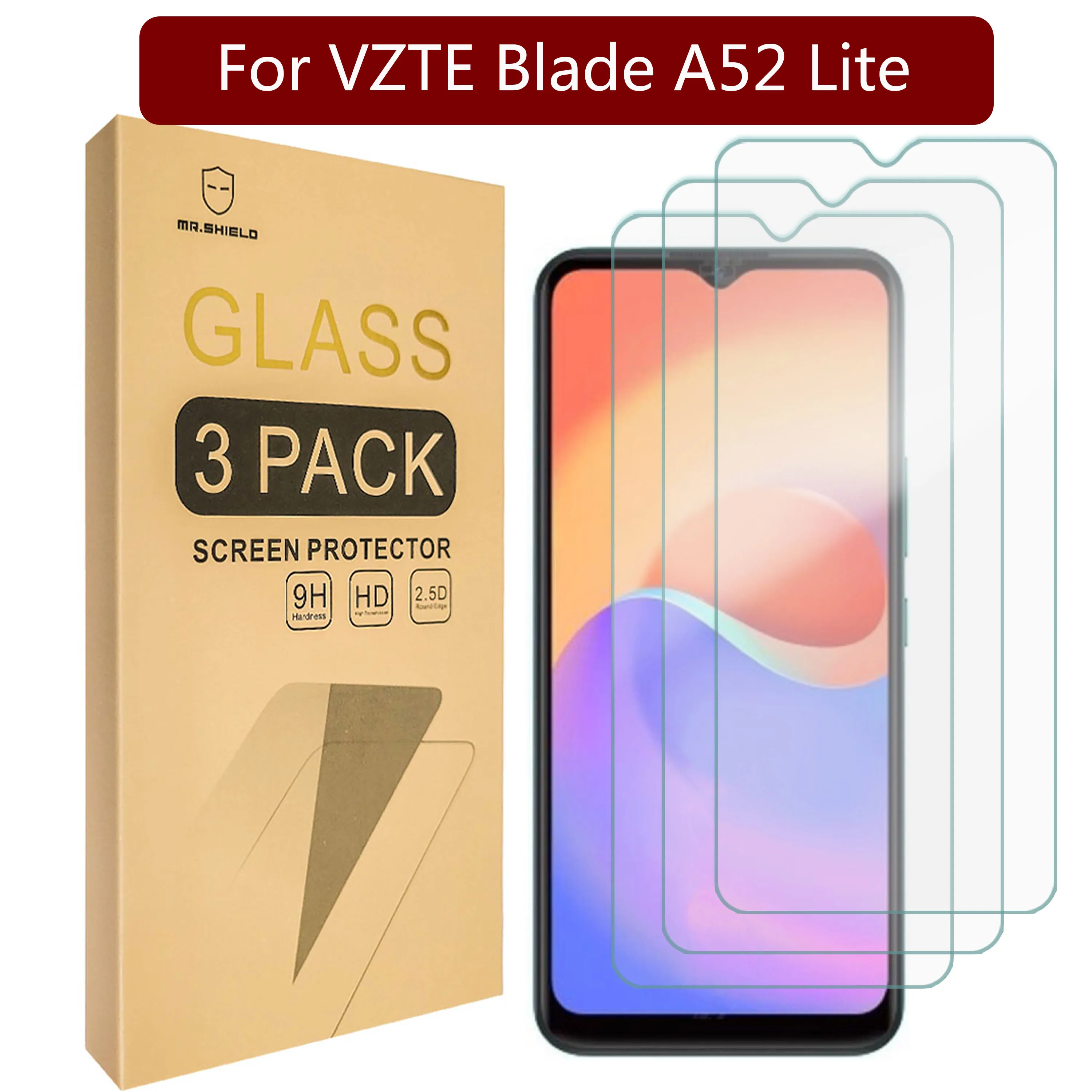 

Mr.Shield [3-Pack] Designed For ZTE Blade A52 Lite [Tempered Glass] [Japan Glass with 9H Hardness] Screen Protector