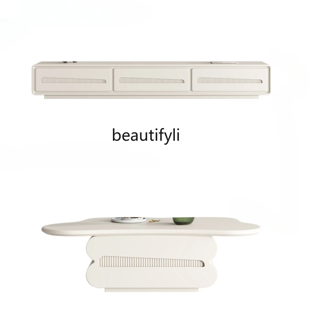 

Italian Coffee Table TV Cabinet Combination Italian Minimalist Modern Cloud Tea Table Cream Style Locker