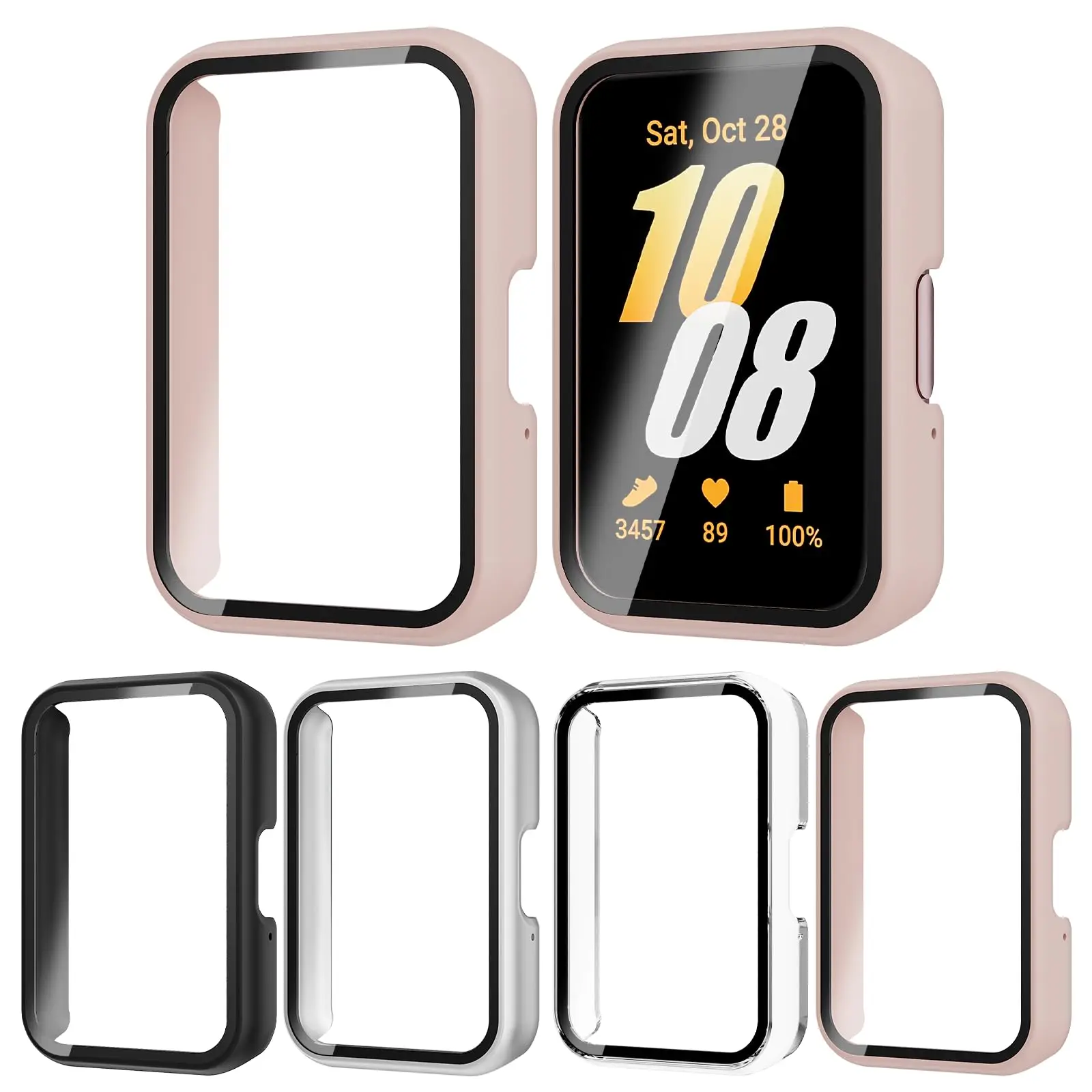 Glass+Case for Samsung Galaxy Fit 3 Accessories 2024 All-around Anti-scratch PC Frame Screen Protective Bumper galaxy fit3 cover