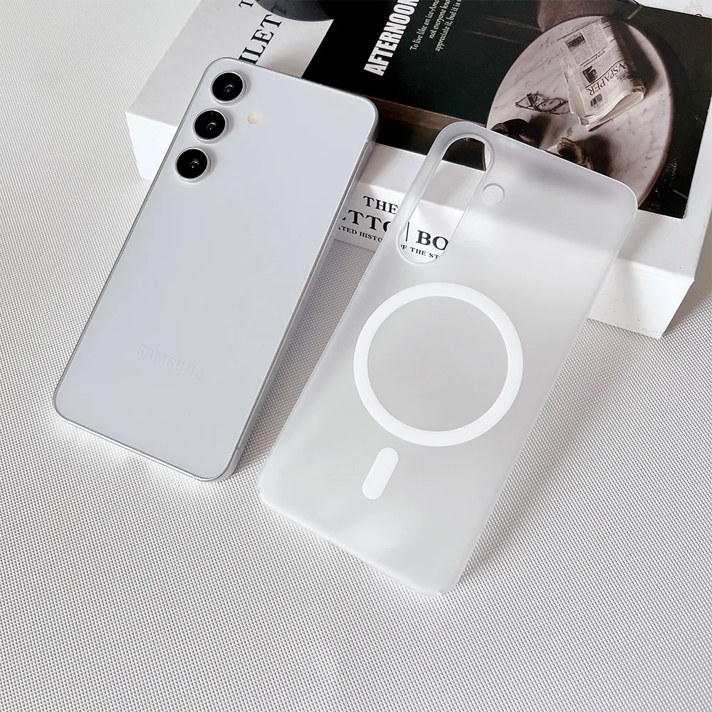 Ultra Thin Matte Clear Magnetic Phone Case with Wireless Charging and Shockproof Protection