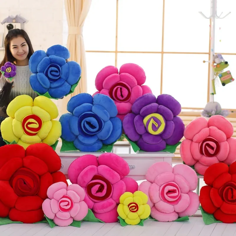 Large Rose Shaped Sofa Cushion Plush Toy Car Interior Decor Wedding Party Supply Flower Home Decor Soft Touch Pillow