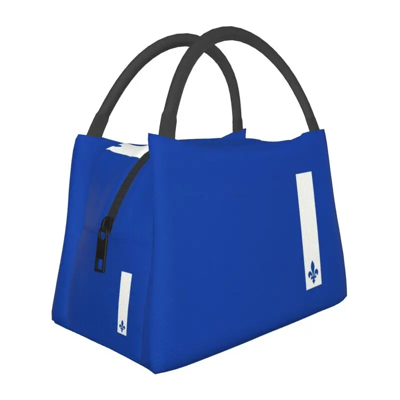 

Flag Of Quebec Fleur De Lys Resuable Lunch Box Lily Flower Cooler Thermal Food Insulated Lunch Bag Travel Work Pinic Container