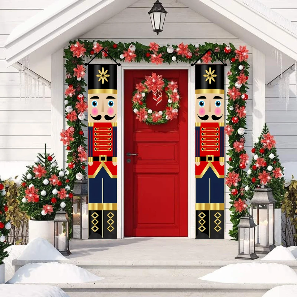 Lot De 2 Bannières Décoratives Noël Casse-Noisette - 180 X 30 Cm - Pour Porte D'entrée, Porche, Mur Intérieur/extérieur