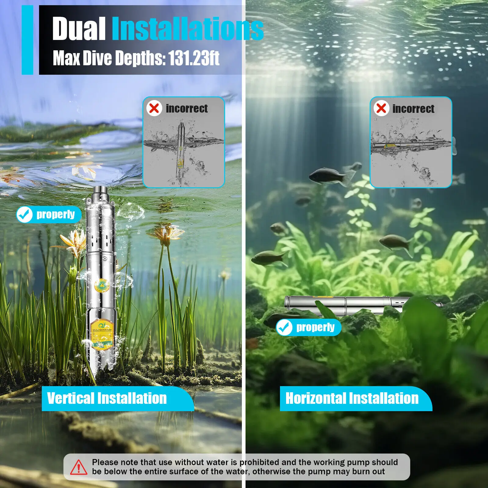 Tauchpumpe aus Edelstahl, DC24V, 0,5 PS, 370W, Tiefbrunnenpumpe, zylindrisch, poliert, 2850 U/min, 65m Förderhöhe, Gartenbewässerung, Haushalt, SP2-65-0.37 – Detail 8