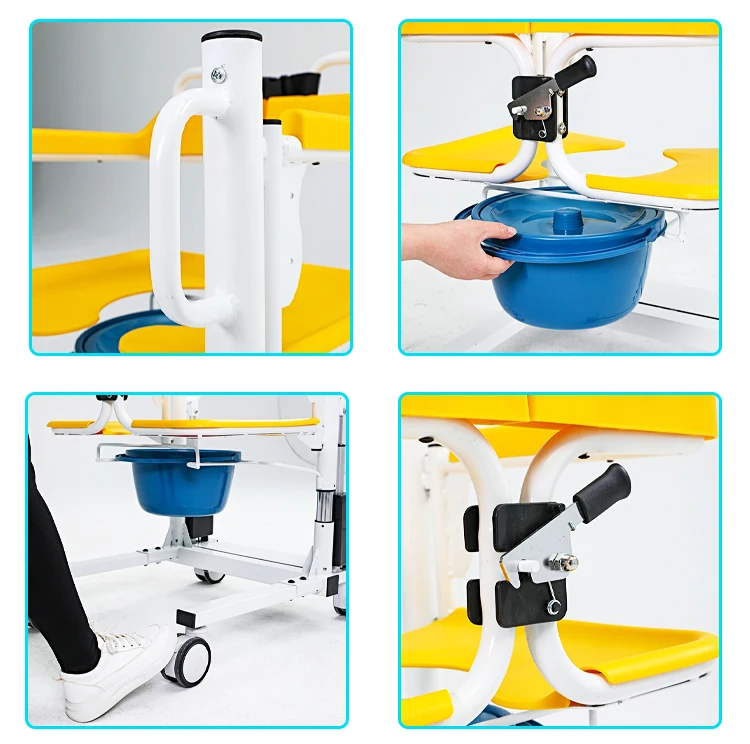 New product rehabilitation therapy shower adjustable patient electric lift transfer chair with commode 6