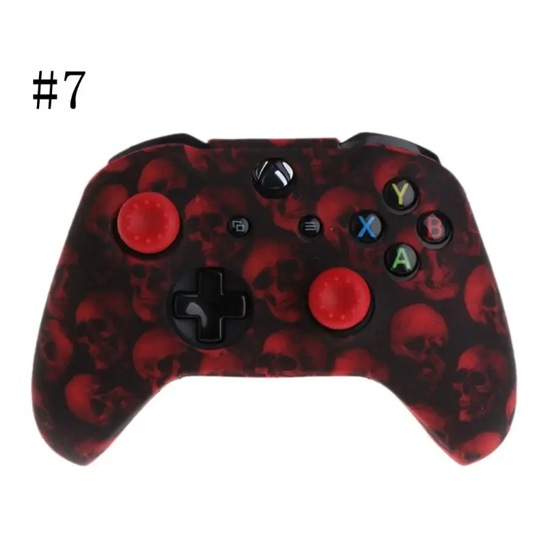 Skull Pattern Silicone Gamepad Cover+2 Joystick Caps For XBox One X S Controller пабг джостики чехол для джойстика джоки 조이스틱 