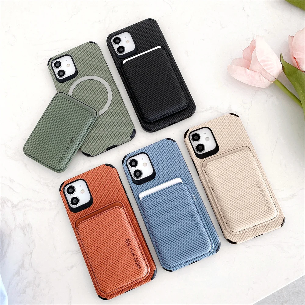 

For iPhone 14 Pro Max Plus 13 12 Mini 11 X Case Compatible for MagSafe Charger Magnetic Removable Card Holder Slim Thin Cover