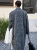 Mauroicardi Autumn Winter Long Gray Oversized Thickened Warm Soft Wool & Blends Coat Men Double Breasted Korean Fashion 2023 2