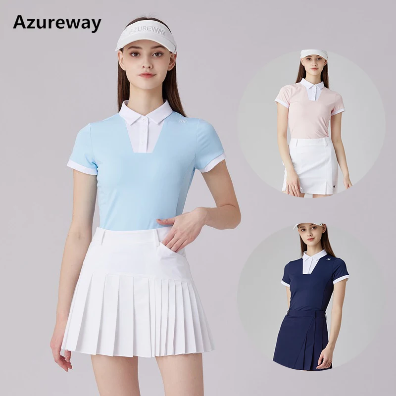 azureway-korean-women-quick-dry-tops-golf-elastic-polo-shirt-golf-a-line-pencil-skort-anti-exposure-skirt-girl-chic-clothing-set