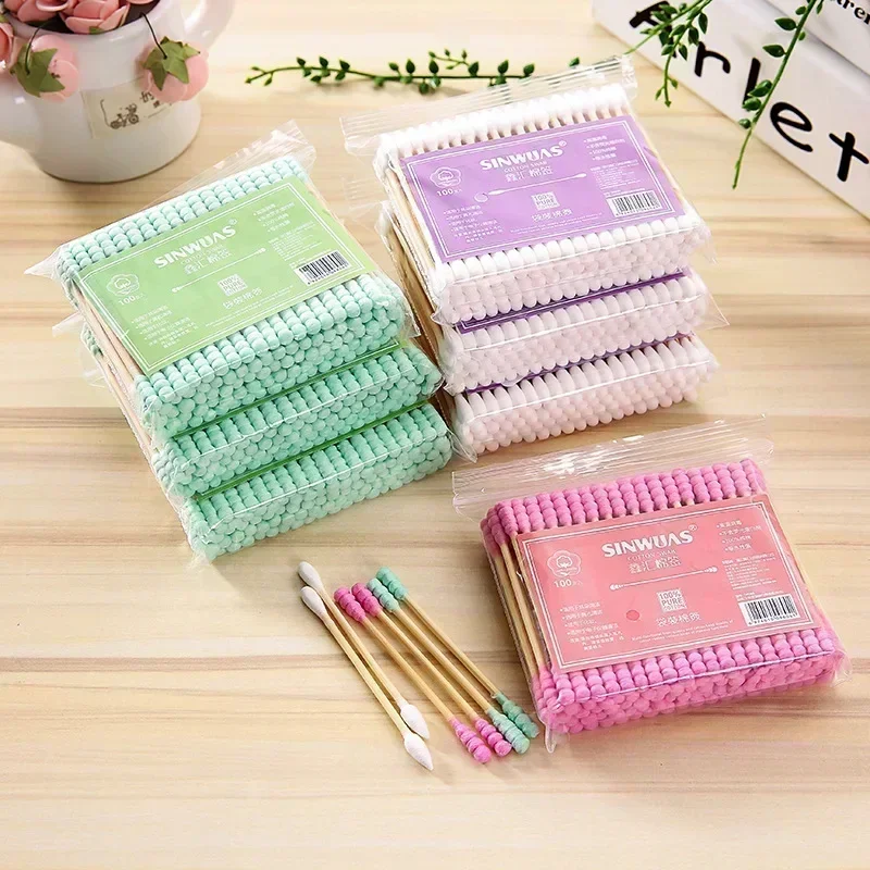 Baby bamboo cotton cane ear cleaning stick sanitary tampon handkerchief 100pcs 100/200 units/batch per box