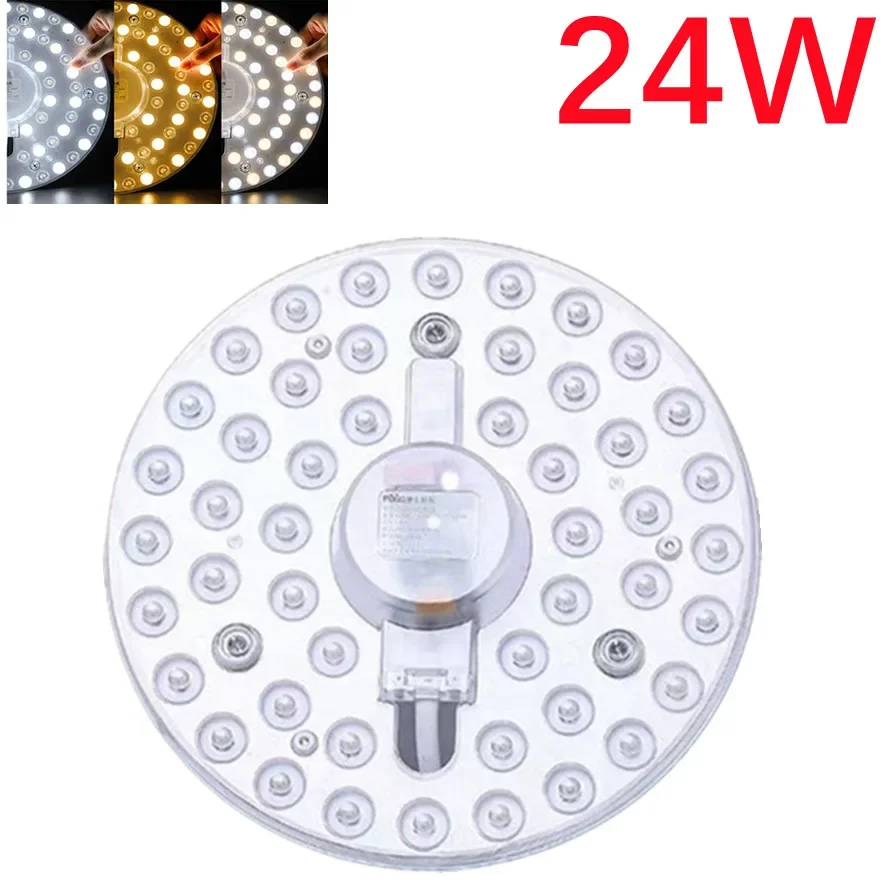 White/Tricolor Dimming LED Ring Ceiling Light - Modern Circular Panel Lamp