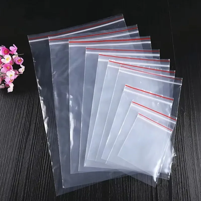50micron 100pcs/pack High Clear PE Zip Lock Bags Reclosable Plastic Sugar Candy Dried Fruits Powder Books Gifts Cookies Pouches 5