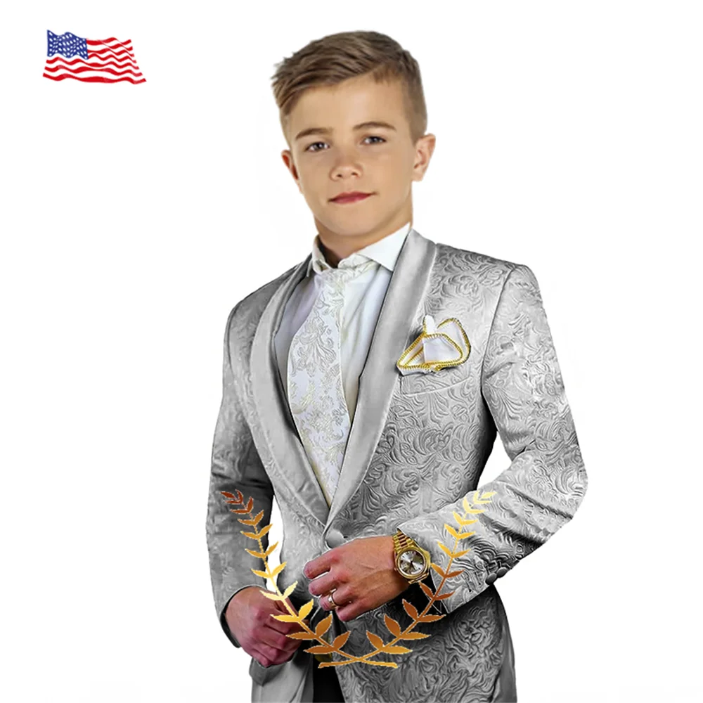 Boys Suits Boys Wedding Suit Italian Design White Smoking Tuxedo Jacket Pants 2-piece Set Kids Terno Suit