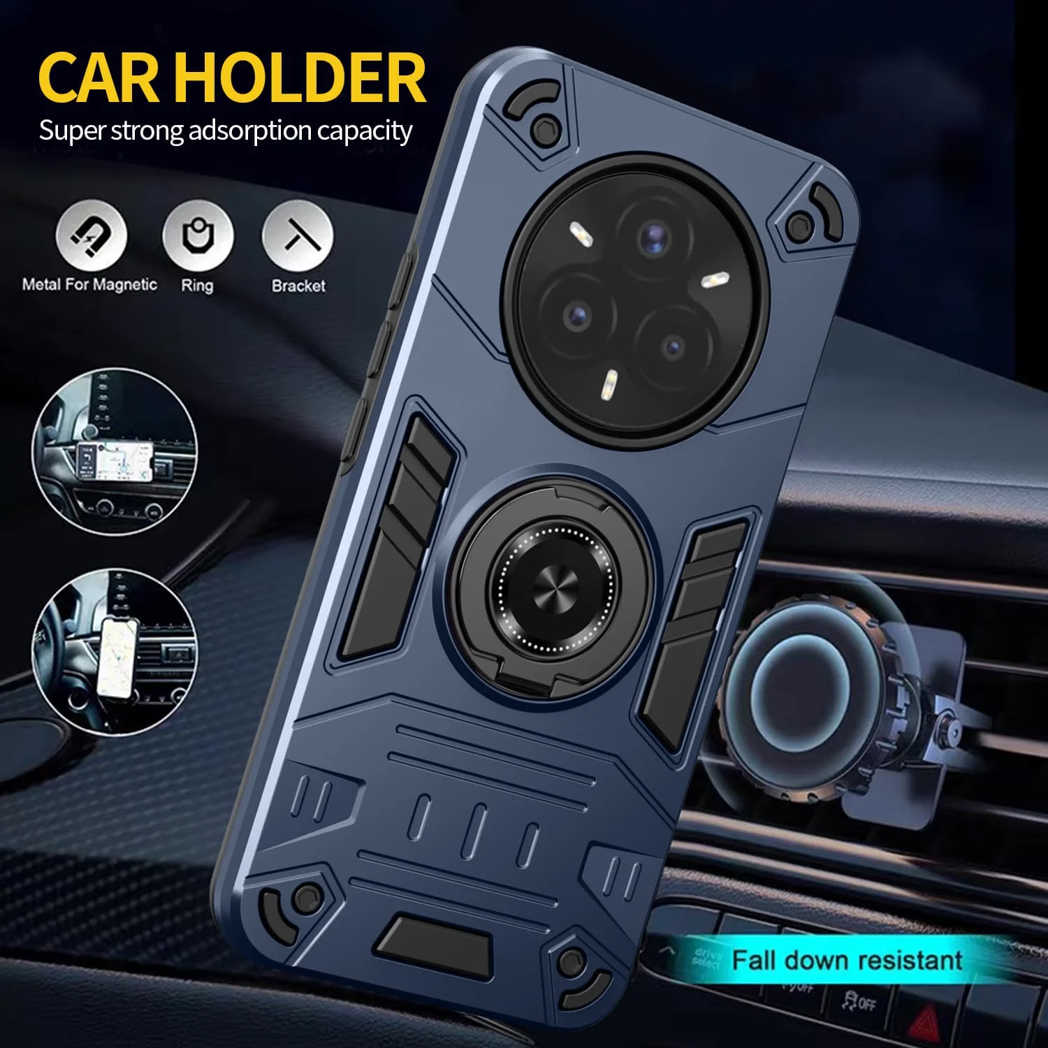 Enhanced Armor Metal Ring Stand Phone Case Cover