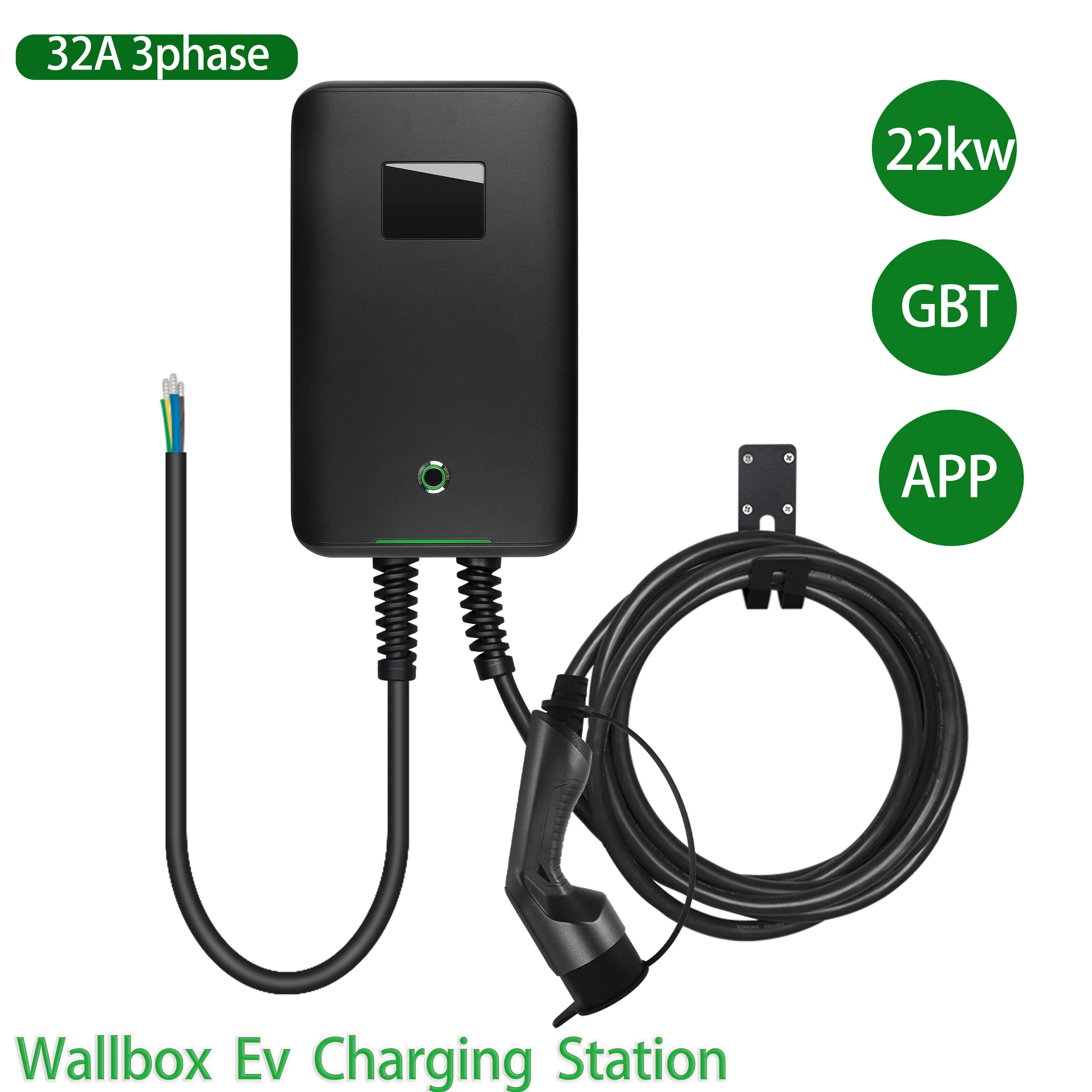 dé Wallbox 22kW Trifase 32A con App e Scheda RFID, Colonnina Ricarica Auto Elettrica, Stazione di