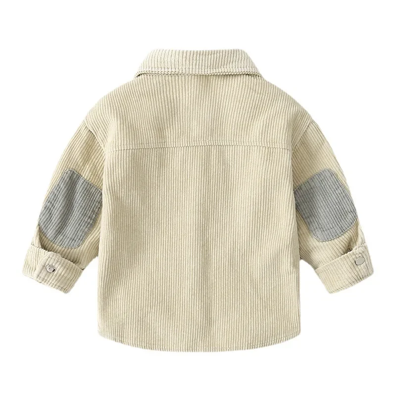 New Corduroy Boys Cardigan Baby Boys Shirts Long Sleeve School Blouse Kids White Shirt for Toddler Blouse Children Tops