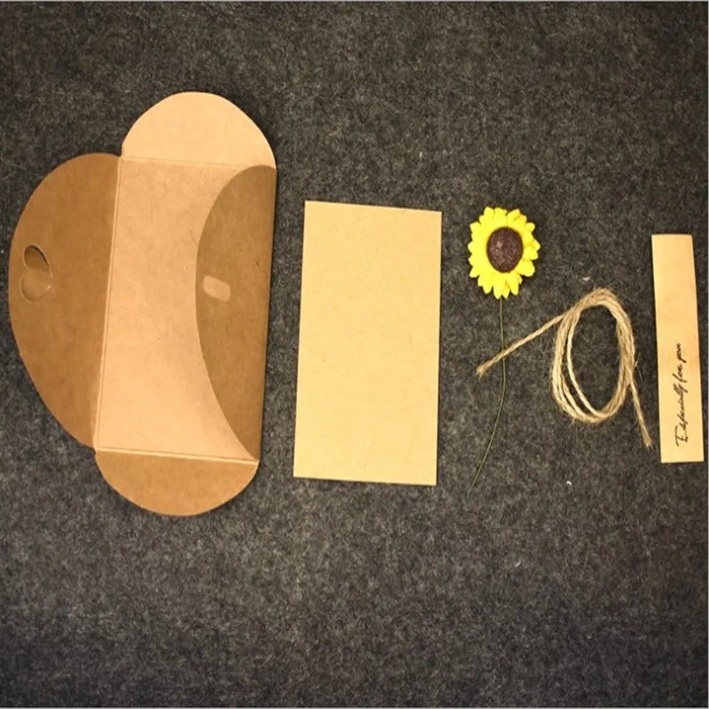 Kraft Paper Thanksgiving Greeting Card with Dried Flower and Envelope