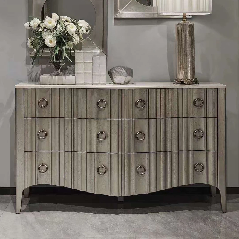 

Case Cod Chest of Drawers American Oak Wood Carved Drawer Entrance Cabinet