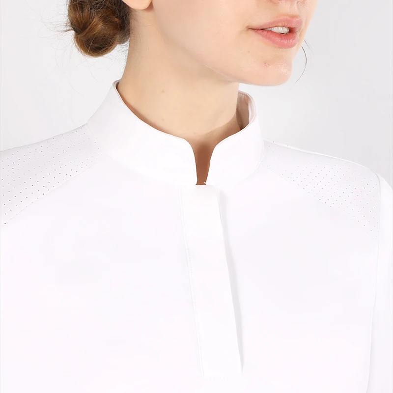 MXLLINA White Horse Riding T-Shirts Woman Clothes Racing Show Blouse Sports Long Sleeve Top Lady Competition Equestrian Shirt 2