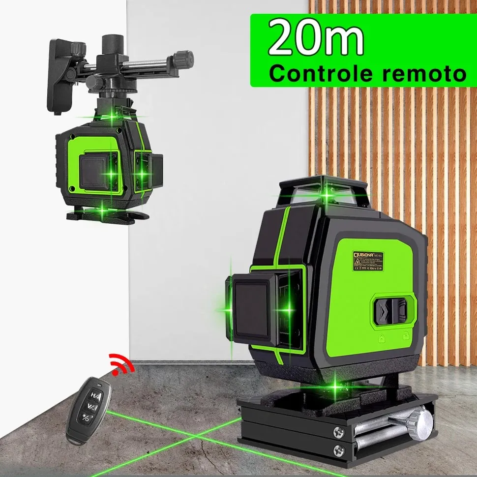 CLUBIONA-Nivel láser superpotente, herramienta de nivelación 3D/4D de 12/16 líneas y luz verde, nivelado selfie 360 Horizontal y Vertical