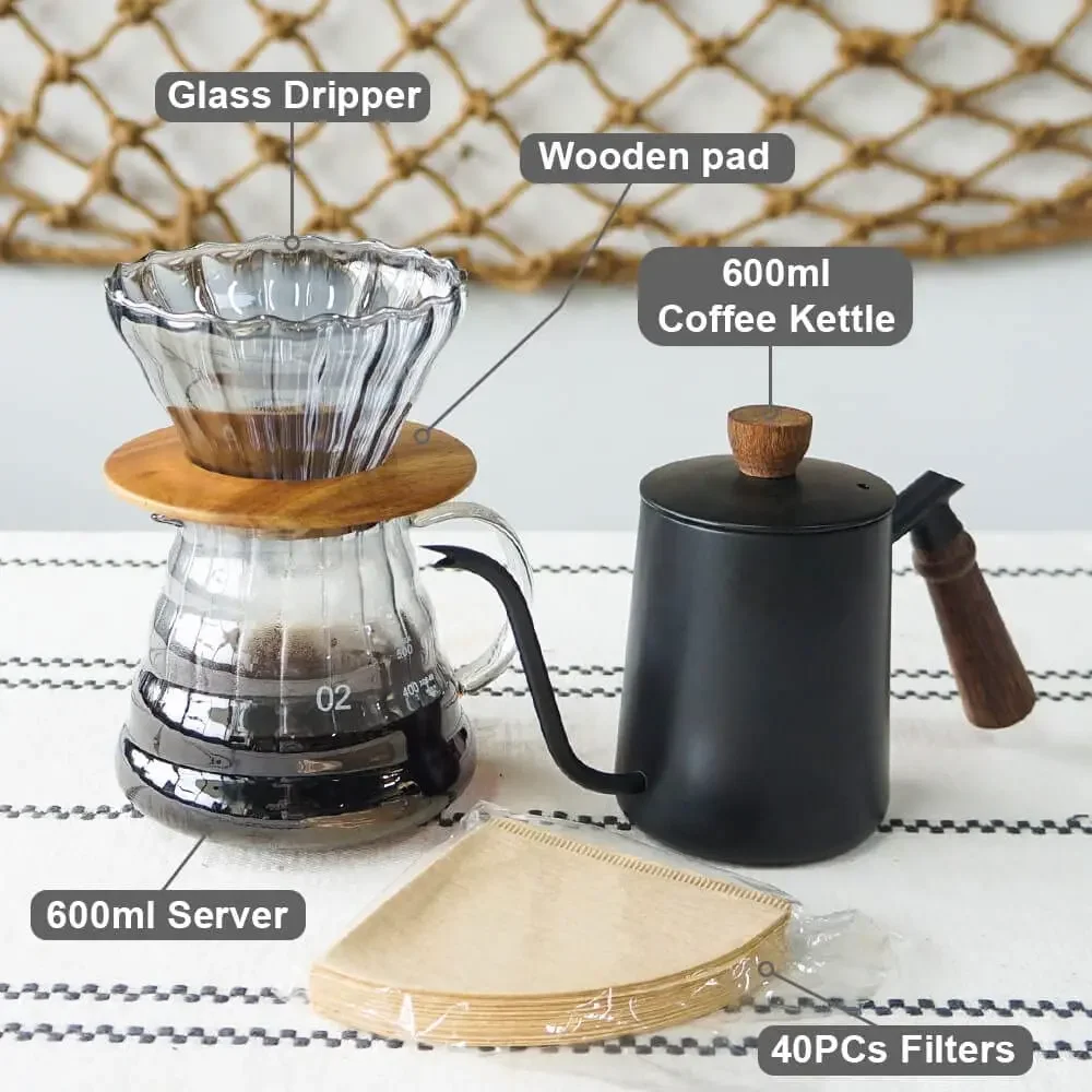Coffee Pour Over Set Complete Camping Travel Accessories With