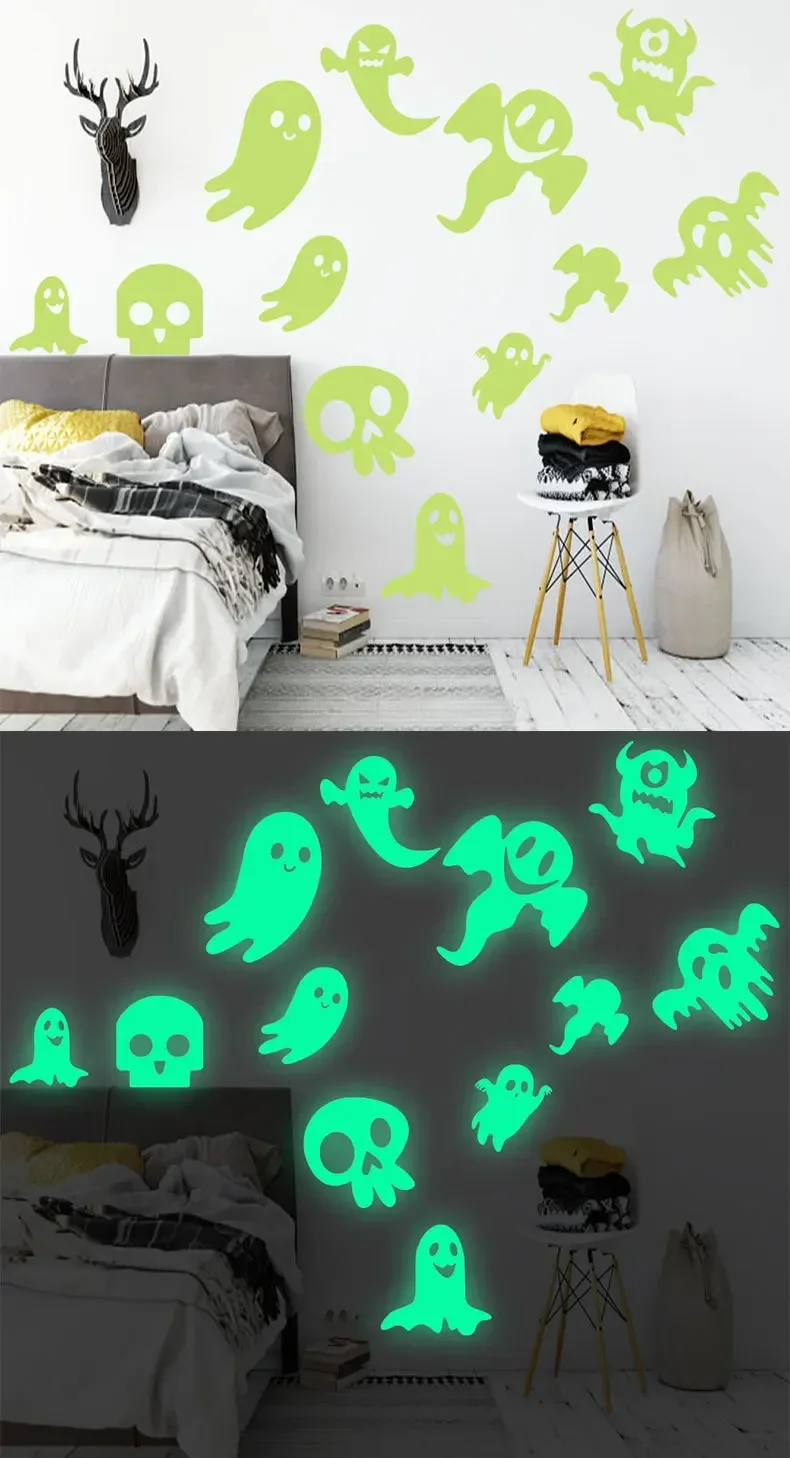 Description Picture 6 of itemGlowing Luminous Ghost Halloween Wall Sticker - Creative Self-Adhesive Decoration for Living Room, Bedroom, Kids Room