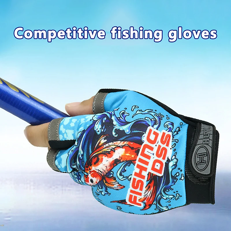Fishing Fly Knock Lure Gloves Men And Women Three-finger Sea Fishing Breathable Sports Non-slip Gloves 1 pair