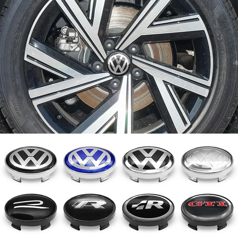 60mm Car Wheel Hub Caps Tire Rim Covers for Volkswagen VW GTI R Golf Polo Tiguan Passat 4PCS