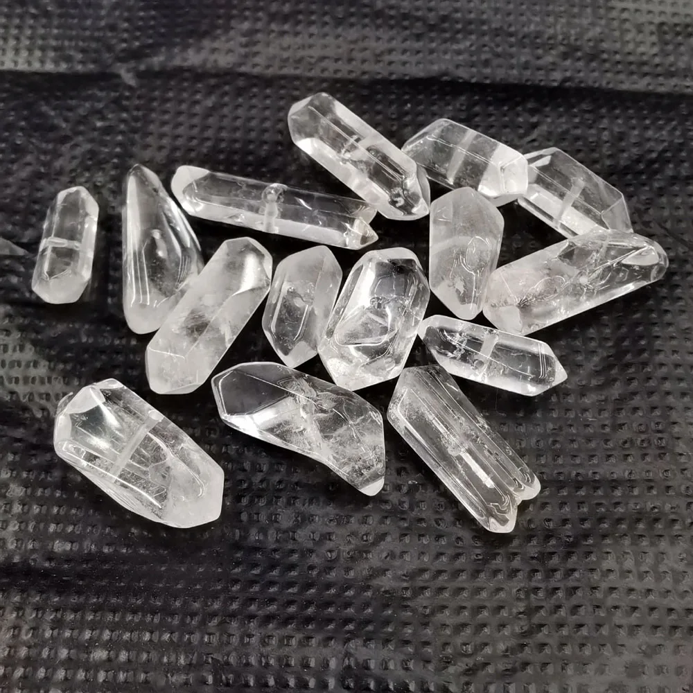 

Fashion natural White crystal Good quality pillar point pendants with hole for jewelry making free shipping Wholesale 20pcs