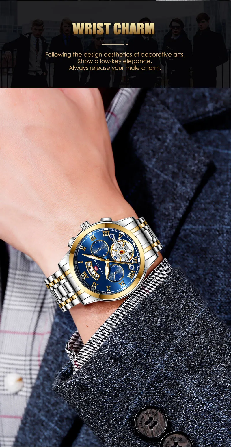 Brand Men Watch Original Pilot Series Simulation Tourbillon 41mm Stainless Steel Quartz Movement Casual Sports Watch_voghion.com