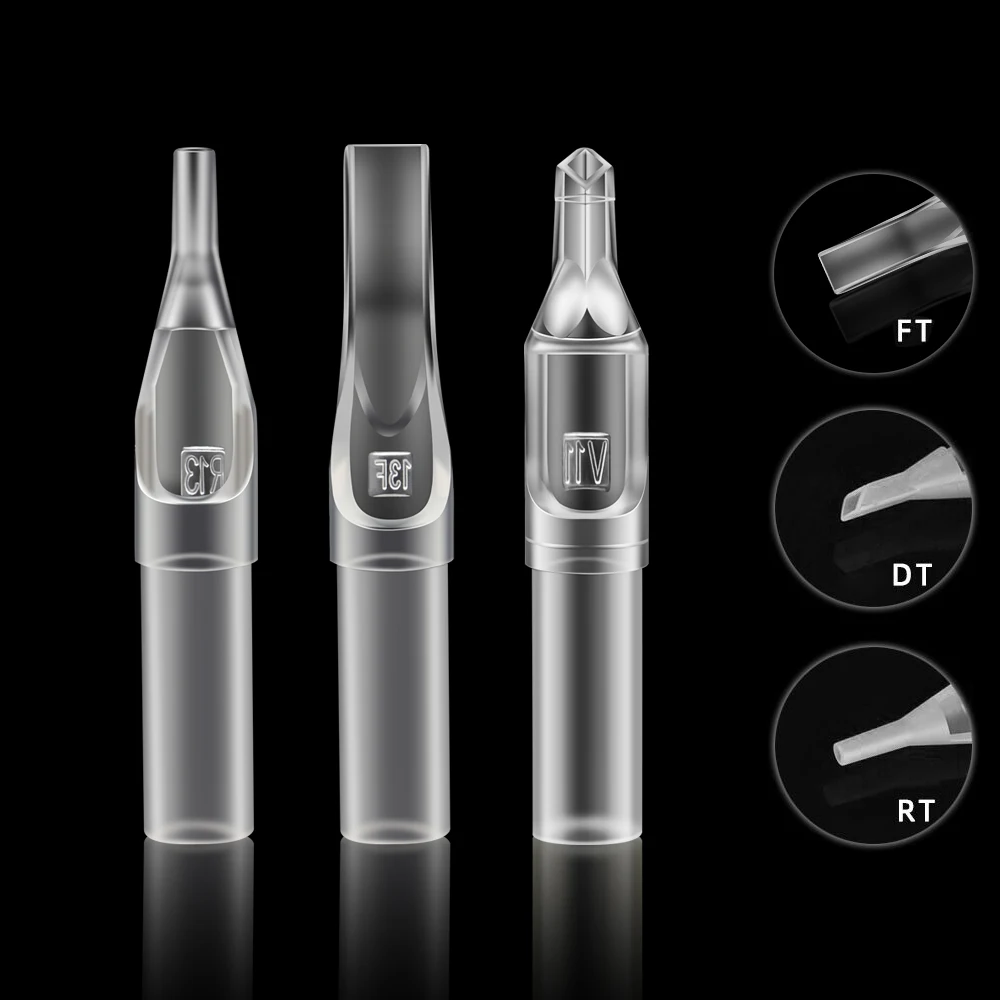 Tattoo Transparent Disposable Tip Plastic Sterile Tattoo Tips Nozzle Tips Clear Plastic Supplies 50/100Pcs RT/DT/FT