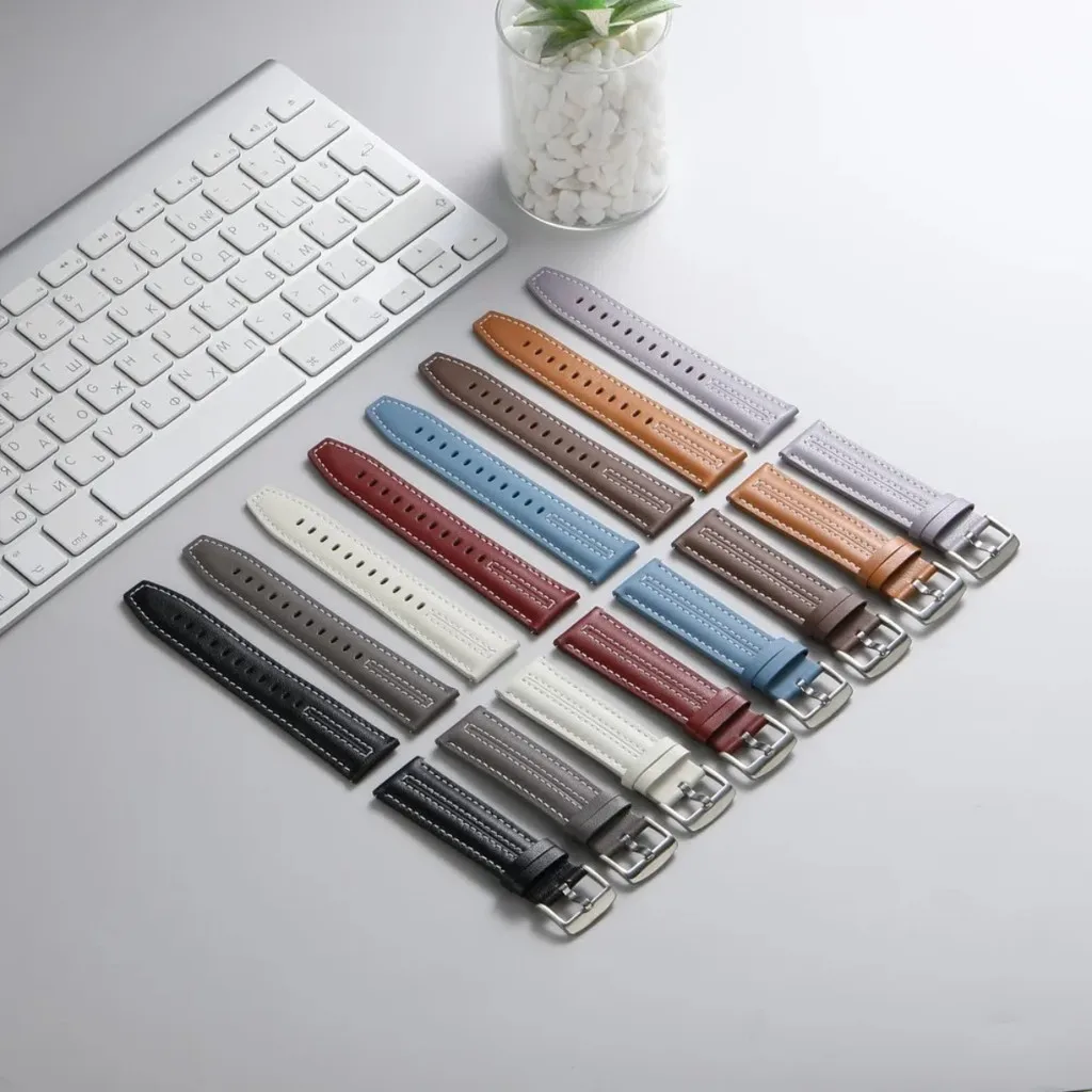 Premium Leather Watch Strap, 18mm/22mm, Business & Sports Style
