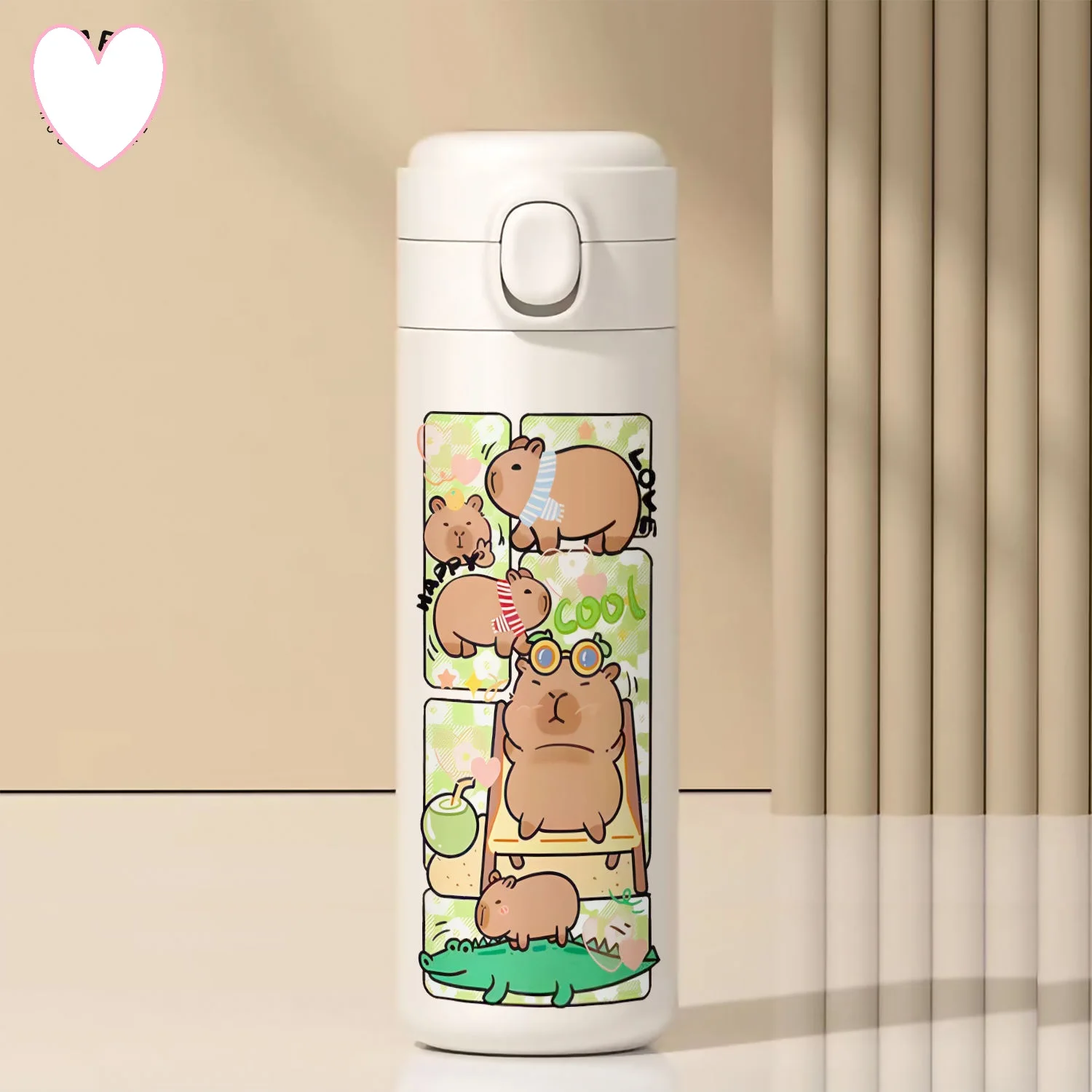 New 400ml Capybara Thermo Anime Cute Capybara Water Bottle Water Cups Mug capybara Popular Thermal 316 Stainless Steel Cup