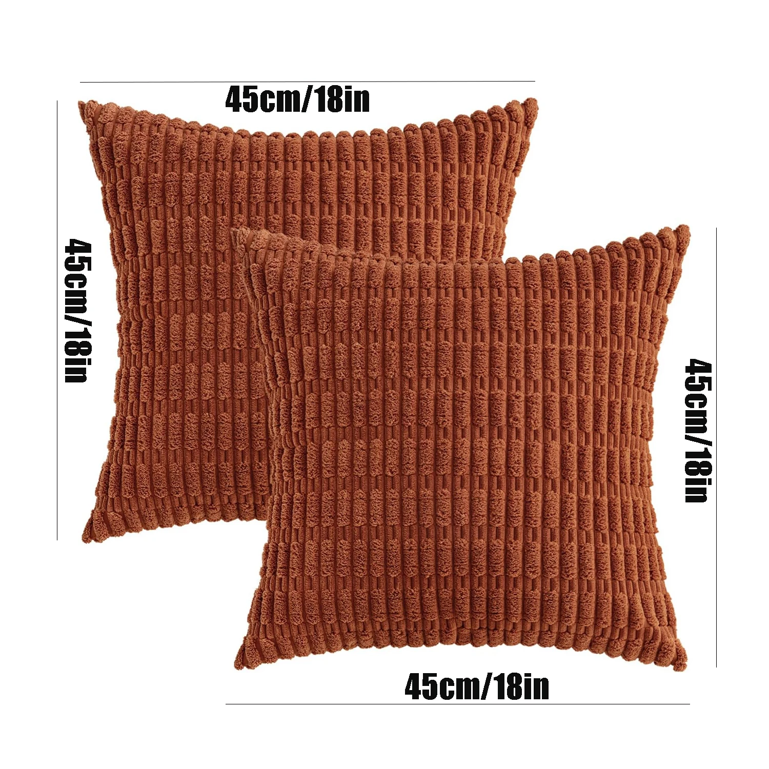 Set of 2 Neutral Boho Farmhouse Decorative Pillow Covers, 18x18 Inch