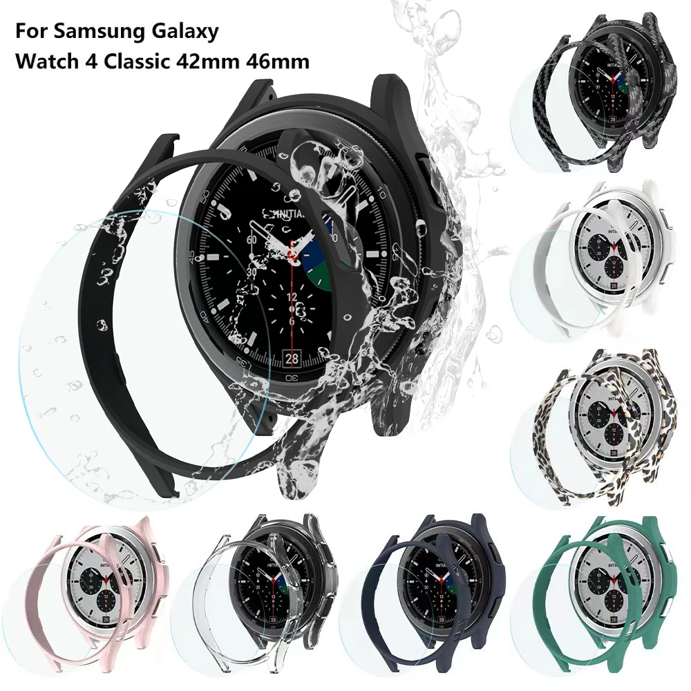 Стекло и чехол для Samsung Galaxy Watch 4 Classic 42 мм 46 мм, матовый чехол из поликарбоната, универсальный защитный чехол-бампер для Galaxy Watch 4