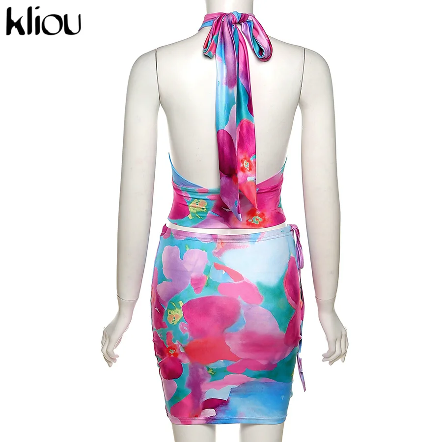 Impressão de Duas Topo e Saia Peças Conjunto Feminino Festa Clubwear Sexy Verão Rave Roupa Moda Feminina Streetwear 4 Computers & Electronics