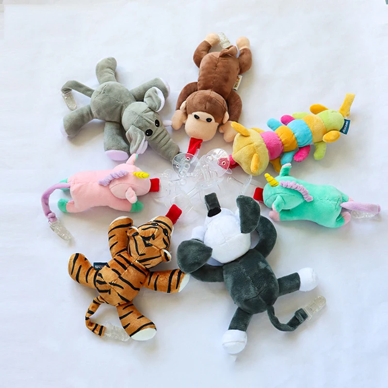

Baby Soothing Doll Toys Cute Cartoon Animals Plush Comfort Stroller Hanging Doll with Pacifier Holder Sleeping Mate Toy